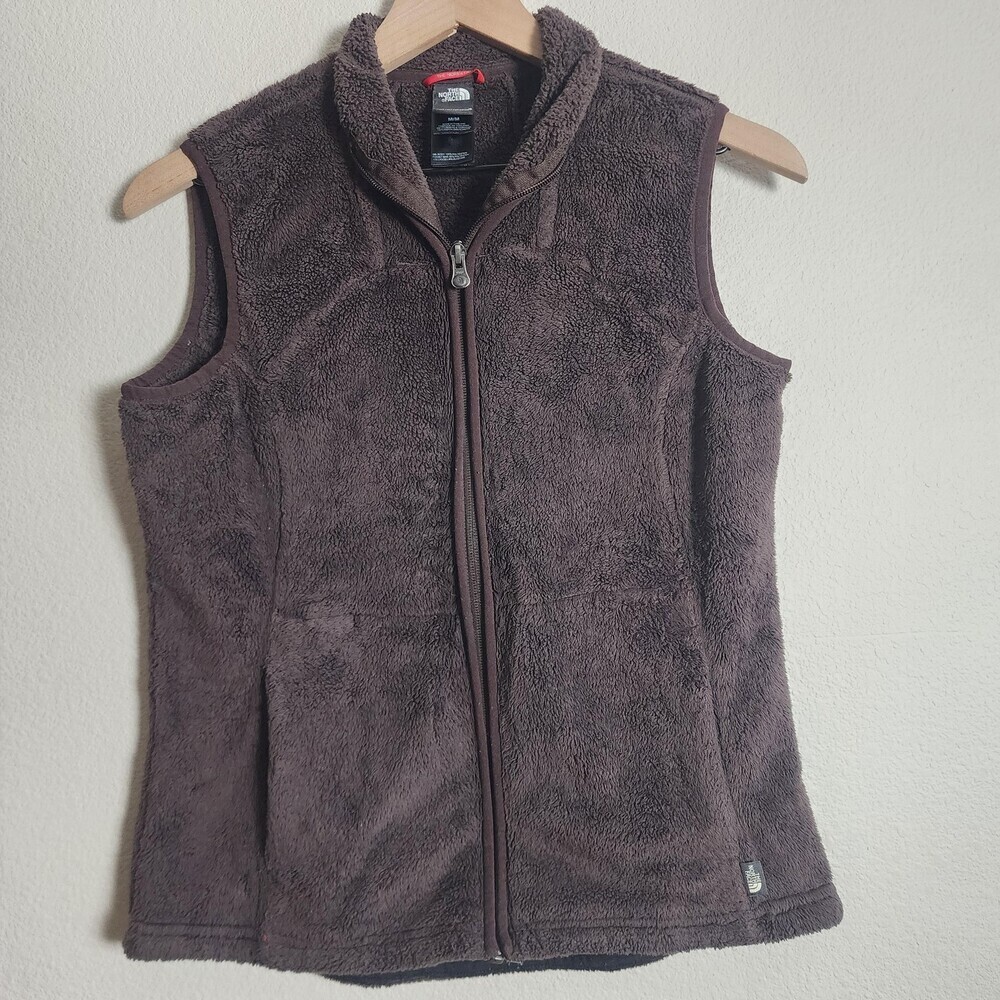 North Face Fleece Vest Womens Medium Brown Full Zip Sherpa Jacket Outdoor Layer